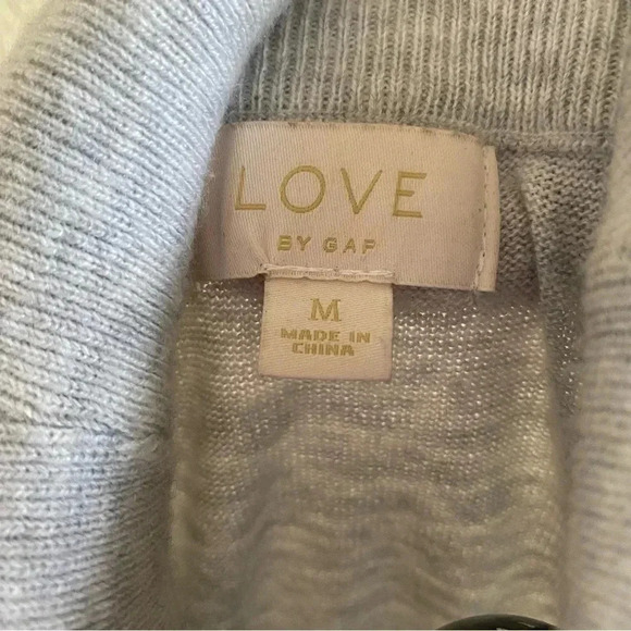 LOVE by Gap Rainbow Sleeve Merino Knit Sweater Turtle Neck Pullover Gray: Medium - Picture 7 of 9